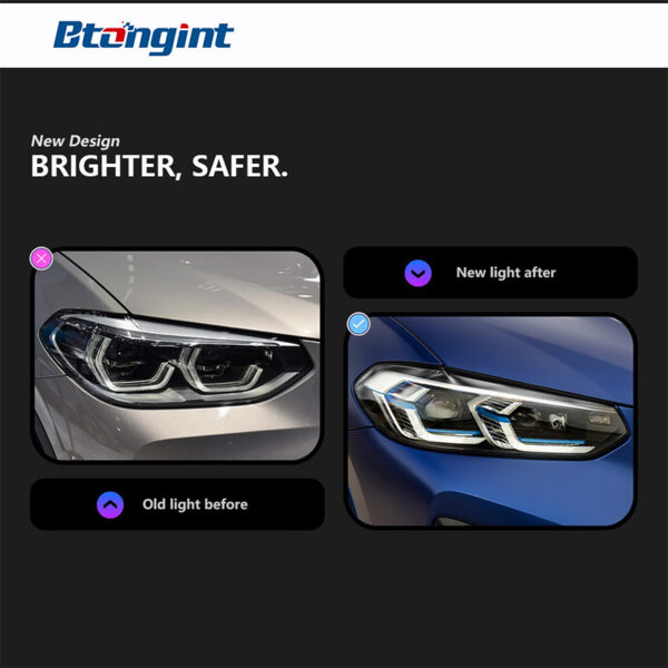 For 2018‑2021 BMW X3 G01 G08, Aftermarket Retrofit Old‑to‑New Upgrade Headlamp Assembly, Bi‑LED Projector Lens, Sequential LED Turn Signal, DRL, Plug‑and‑Play 12V Auto Headlight