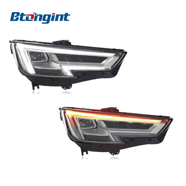 For 2017-2019 Audi A4 Headlight Assembly, Base to High Spec Upgrade, LED DRL, Sequential Turn Signal, Projector Lens