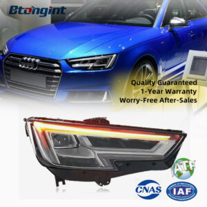 For 2017-2019 Audi A4 Headlight Assembly, Base to High Spec Upgrade, LED DRL, Sequential Turn Signal, Projector Lens