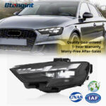 For 2017-2020 Audi A3 Headlight Assembly, Old to New Upgrade, LED DRL, Sequential Turn Signal, Projector Lens