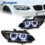 For BMW 3 Series E92 E93 2006-2012 Headlight Assembly Retrofit, LED DRL, Turn Signal & Angel Eyes