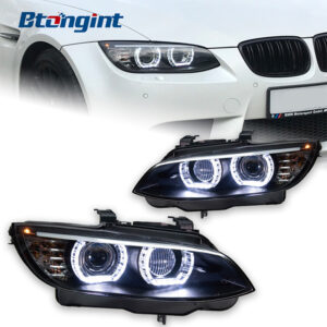 For BMW 3 Series E92 E93 2006-2012 Headlight Assembly Retrofit, LED DRL, Turn Signal & Angel Eyes