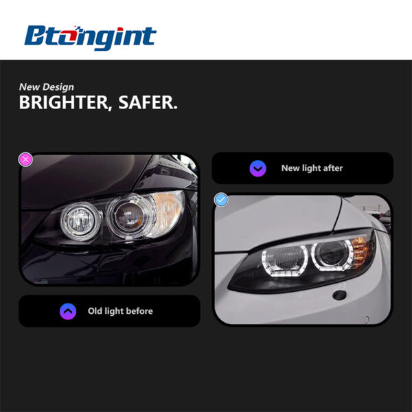 For BMW 3 Series E92 E93 2006-2012 Headlight Assembly Retrofit, LED DRL, Turn Signal & Angel Eyes