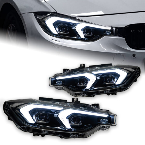 For BMW 3 Series F30 2012-2019 Headlight Assembly Retrofit, 2023 Style Double Hook LED DRL, Turn Signal & Projector Lens