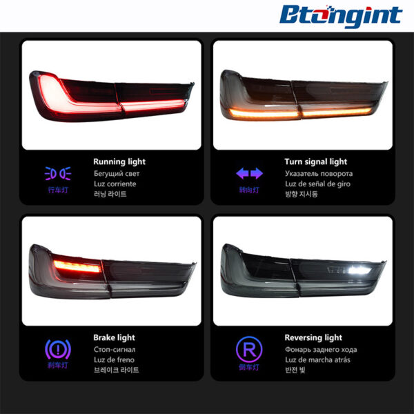 For BMW 3 Series G20 G28 2019-2024 Venom White LED Taillight Assembly, Running Light, Turn Signal & Brake Lamp