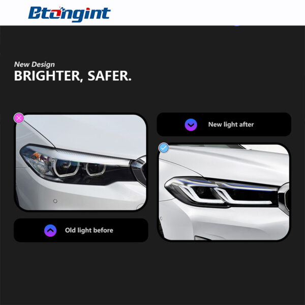 Modified Dual‑L LED Projector Headlight Assembly for 2018‑2023 BMW 5 Series G30, Replacement Front Head Lamp