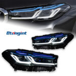 Modified High‑End Blue‑Eyebrow LED Dual‑Projector Headlight Assembly for 2021‑2023 BMW 5 Series G30, Front Replacement LampAlibaba.co...