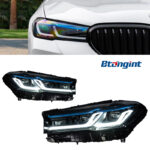 Modified High‑End Blue‑Eyebrow LED Dual‑Projector Headlight Assembly for 2021‑2023 BMW 5 Series G30, Front Replacement LampAlibaba.co...