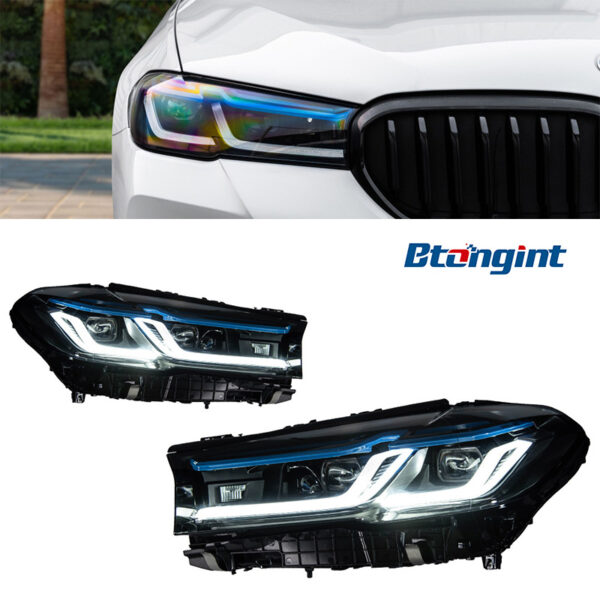 Modified High‑End Blue‑Eyebrow LED Dual‑Projector Headlight Assembly for 2021‑2023 BMW 5 Series G30, Front Replacement LampAlibaba.co...
