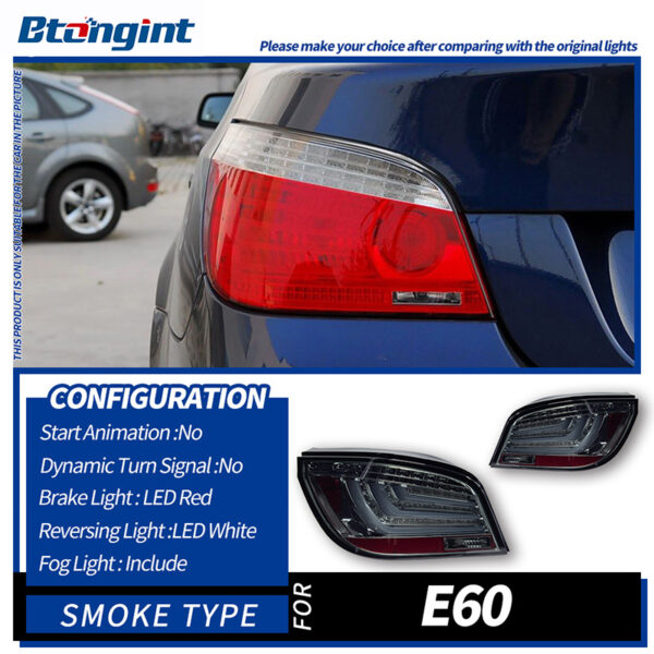 Modified LED Tail Light Assembly for 2003‑2009 BMW E60, Rear Lamp with Running, Brake, Turn Signal & Reverse Light