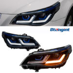 Modified Blueberry‑Style LED Dual‑Projector Headlight Assembly for 2003‑2010 BMW 5 Series E60, Front Lamp with LED Turn Signal