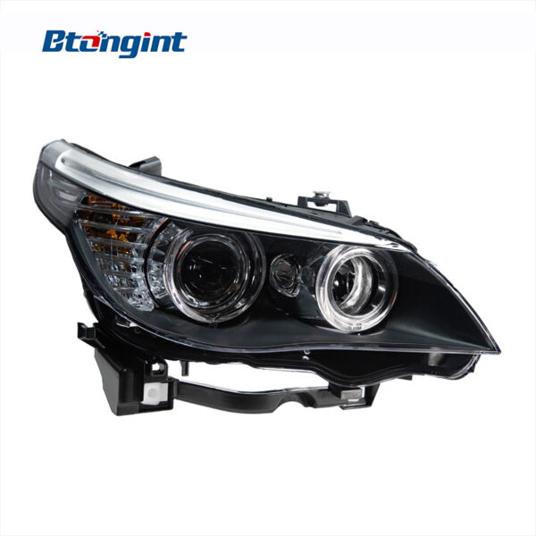 Modified Angel‑Eye Dual‑Projector Headlight Assembly for 2003‑2010 BMW 5‑Series E60, Front Lamp With LED Turn Signal