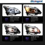 Modified Angel‑Eye Dual‑Projector Headlight Assembly for 2003‑2010 BMW 5‑Series E60, Front Lamp With LED Turn Signal