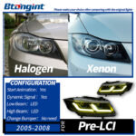 Suitable for 05‑12 BMW 3 Series E90 Headlight Assembly Modification, LED DRL, Sequential Turn Signal, Bi‑Xenon Projector Lens