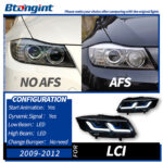 Suitable for 05‑12 BMW 3 Series E90 Headlight Assembly Modification, LED DRL, Sequential Turn Signal, Bi‑Xenon Projector Lens