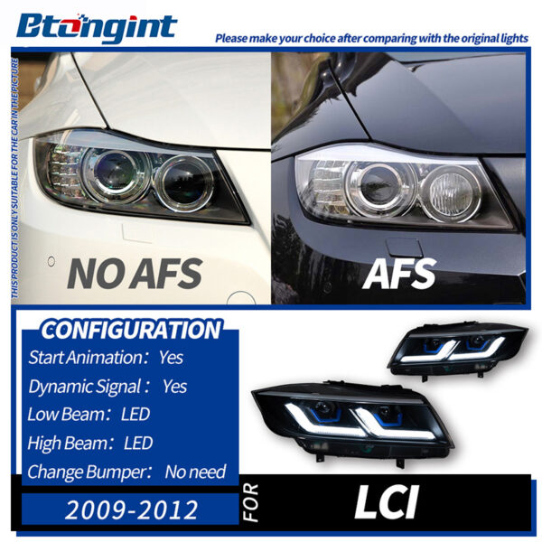 Suitable for 05‑12 BMW 3 Series E90 Headlight Assembly Modification, LED DRL, Sequential Turn Signal, Bi‑Xenon Projector Lens