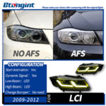 Suitable for 05‑12 BMW 3 Series E90 Headlight Assembly Modification, LED DRL, Sequential Turn Signal, Bi‑Xenon Projector Lens