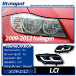 Suitable for 05‑12 BMW 3 Series E90 Headlight Assembly Modification, LED DRL, Sequential Turn Signal, Bi‑Xenon Projector Lens