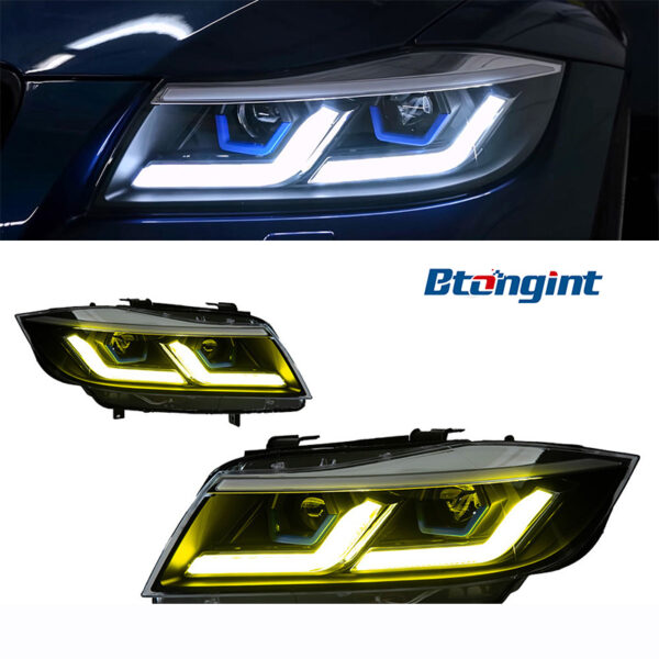 Suitable for 05‑12 BMW 3 Series E90 Headlight Assembly Modification, LED DRL, Sequential Turn Signal, Bi‑Xenon Projector Lens