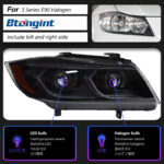 Suitable for 05‑12 BMW 3 Series E90 Headlight Assembly, New‑Style LED Lens DRL, Sequential Turn Signal Modification