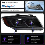 Suitable for 05‑12 BMW 3 Series E90 Headlight Assembly, New‑Style LED Lens DRL, Sequential Turn Signal Modification