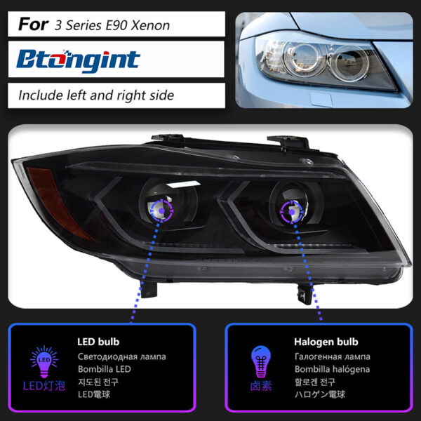 Suitable for 05‑12 BMW 3 Series E90 Headlight Assembly, New‑Style LED Lens DRL, Sequential Turn Signal Modification