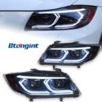 Suitable for 05‑12 BMW 3 Series E90 Headlight Assembly, New‑Style LED Lens DRL, Sequential Turn Signal Modification