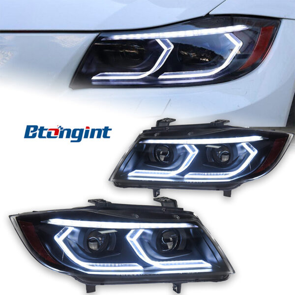 Suitable for 05‑12 BMW 3 Series E90 Headlight Assembly, New‑Style LED Lens DRL, Sequential Turn Signal Modification