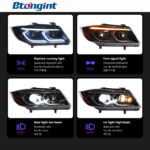 Suitable for 05‑12 BMW 3 Series E90 Headlight Assembly, New‑Style LED Lens DRL, Sequential Turn Signal Modification