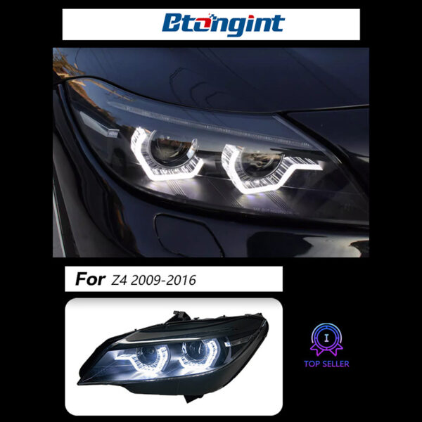 Fits 09‑16 BMW Z4 E89 Headlight Assembly, Modified Projector Xenon Headlamp with LED Sequential Turn Signal