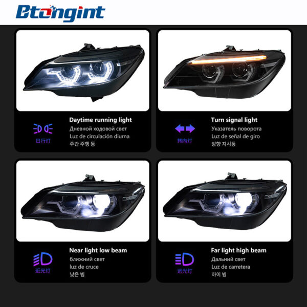 Fits 09‑16 BMW Z4 E89 Headlight Assembly, Modified Projector Xenon Headlamp with LED Sequential Turn Signal