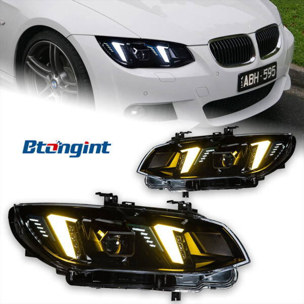 Fits 10‑13 BMW 3 Series E93 Headlight Assembly, Modified LED Projector Headlamp with DRL & Sequential Turn Signal