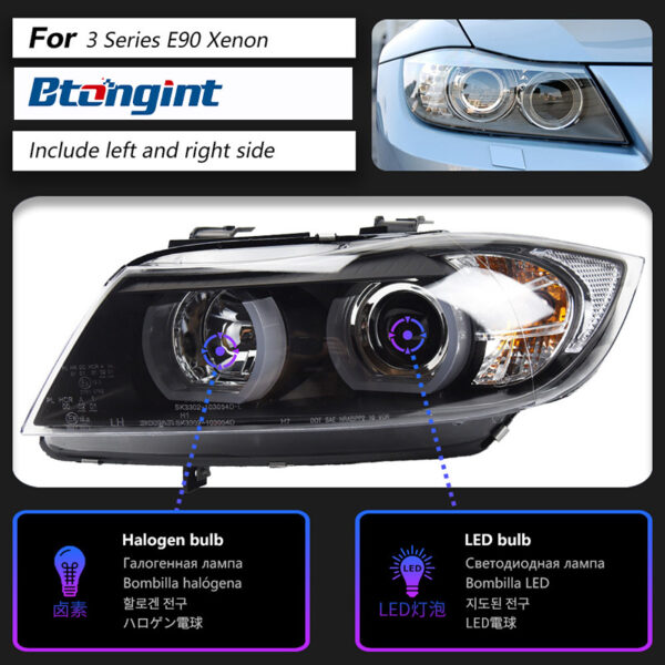 LED Angel Eye Headlight Assembly For BMW 3 Series E90 318 320 325i, Modified DRL Daytime Running Light.