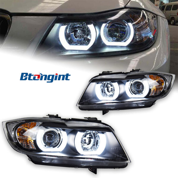 LED Angel Eye Headlight Assembly For BMW 3 Series E90 318 320 325i, Modified DRL Daytime Running Light.