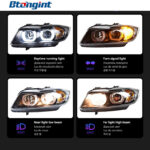 LED Angel Eye Headlight Assembly For BMW 3 Series E90 318 320 325i, Modified DRL Daytime Running Light.