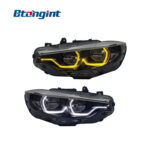 GTS Style Yellow DRL LED Headlights Assembly Compatible with BMW 4 Series F32 F82 F36 2013-2020, M4 Modified Projector Headlamp.