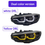 GTS Style Yellow DRL LED Headlights Assembly Compatible with BMW 4 Series F32 F82 F36 2013-2020, M4 Modified Projector Headlamp.