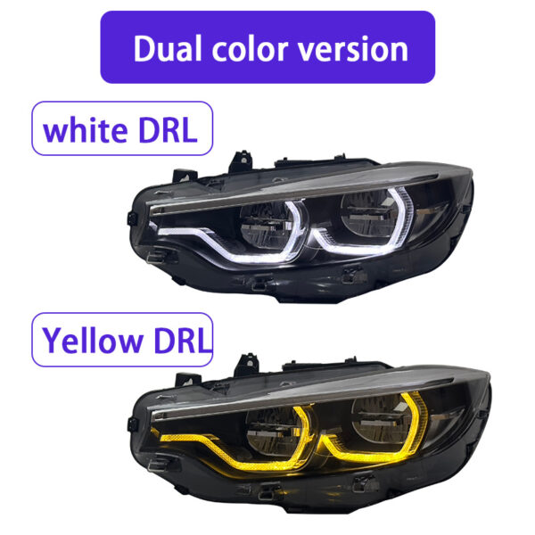 GTS Style Yellow DRL LED Headlights Assembly Compatible with BMW 4 Series F32 F82 F36 2013-2020, M4 Modified Projector Headlamp.