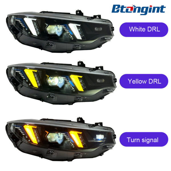 Laser Fang Two-Tone DRL Headlight Assembly For BMW 4 Series F32 2013-2020, Sequential Turn Signal.