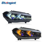 G05 Arrow Style LED Headlights Assembly Compatible with BMW X5 F15 2014-2018, Streamer DRL Projector Headlamp.