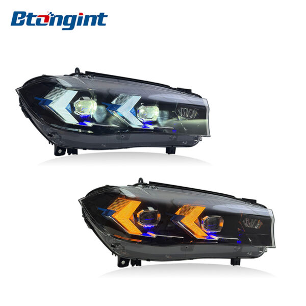 G05 Arrow Style LED Headlights Assembly Compatible with BMW X5 F15 2014-2018, Streamer DRL Projector Headlamp.