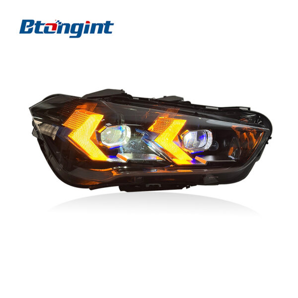 Spoon Style Yellow White Two Color DRL Headlights Assembly Compatible with BMW X1 F49 2016-2019, Projector Headlamp With Turn Signal.