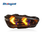 Spoon Style Yellow White Two Color DRL Headlights Assembly Compatible with BMW X1 F49 2016-2019, Projector Headlamp With Turn Signal.