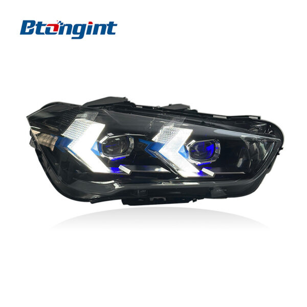 Spoon Style Yellow White Two Color DRL Headlights Assembly Compatible with BMW X1 F49 2016-2019, Projector Headlamp With Turn Signal.