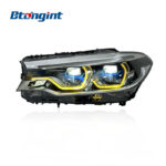 Spoon Two Color DRL Laser Headlights Assembly Compatible with BMW 5 Series G30 G38 2018-2020, Laser Bi-Projector Headlamp