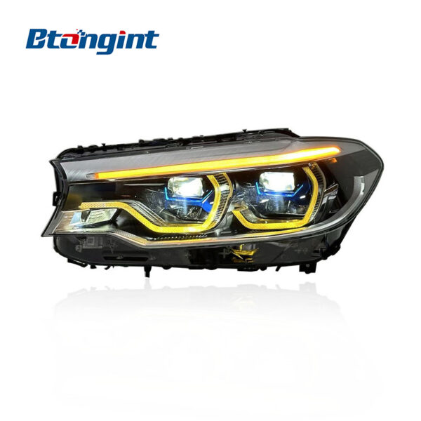 Spoon Two Color DRL Laser Headlights Assembly Compatible with BMW 5 Series G30 G38 2018-2020, Laser Bi-Projector Headlamp
