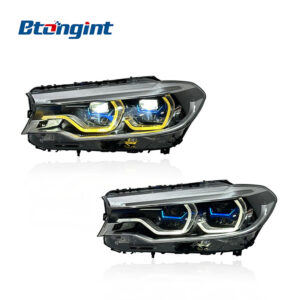 Spoon Two Color DRL Laser Headlights Assembly Compatible with BMW 5 Series G30 G38 2018-2020, Laser Bi-Projector Headlamp