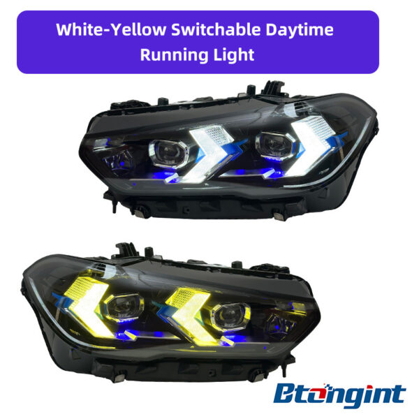 For 2019-2022 BMW X5 G05 Headlight Assembly, LED Laser Lens with New DRL & Turn Signal Upgrade