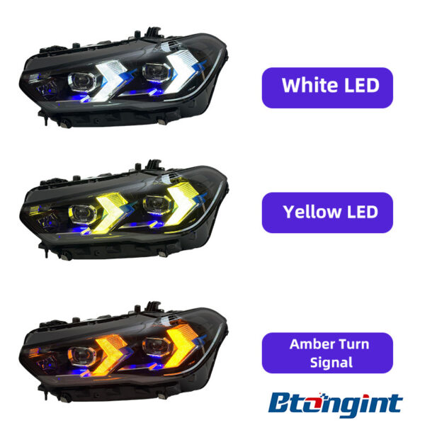 For 2019-2022 BMW X5 G05 Headlight Assembly, LED Laser Lens with New DRL & Turn Signal Upgrade