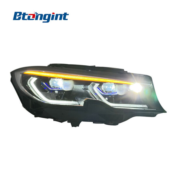 For 2020-2022 BMW 3 Series G20 Headlight Assembly, High Configuration LED Spoon DRL Laser Lens Headlamp Upgrade